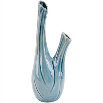Vaso Cerâmica Azul Home&Co Anse 29x12x8cm
