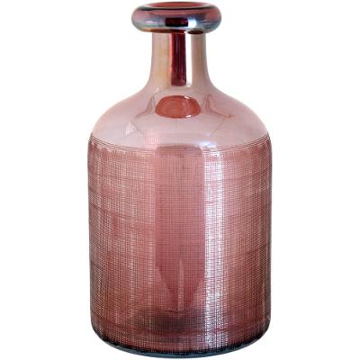Garrafa Decorativa Lustrado Vidro Rosa Benji 32X18X18Cm