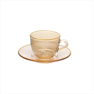 Xicara Café Menfis Âmbar com Borda Dourada 85Ml 4 Peças