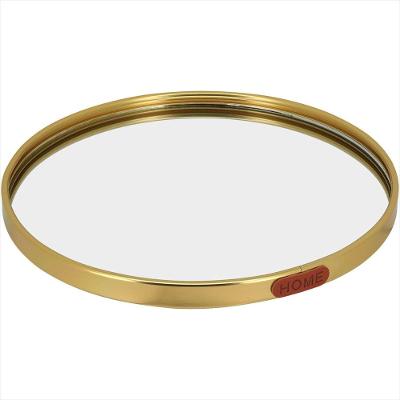 Bandeja Espelhado Metal 3x23x23cm Dourado
