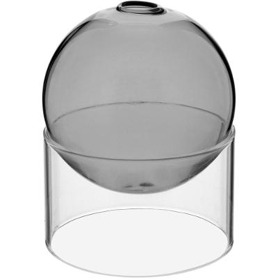 Vaso Esfera Suporte Vidro 10x10x10cm Cinza