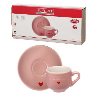 Xícara Café Lamour Hauskraft Rosa 90 ml 6 Peças