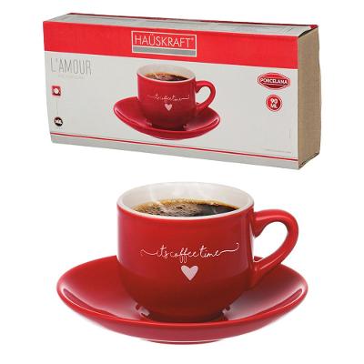 Xícara Café Lamour Hauskraft Vermelho 90 ml 6 Peças