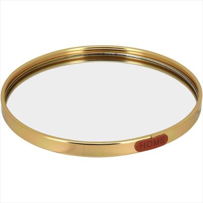 Bandeja Espelhado Metal 3x20x20cm Dourado