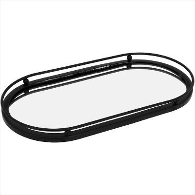 Bandeja Espelhado Metal 2x14x27cm Preto