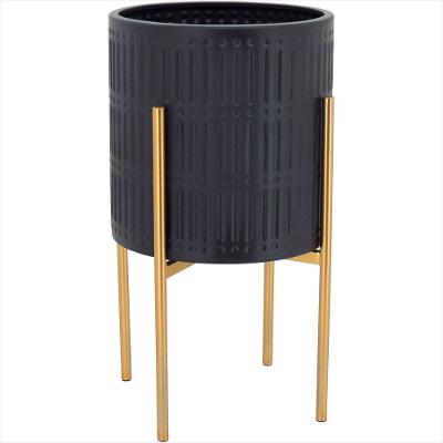 Cachepô Metal 46-25-25 centímetros Preto