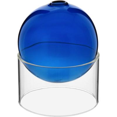 Vaso Esfera Suporte Vidro 10x10x10cm Azul