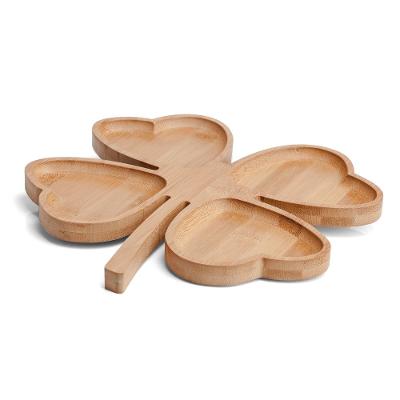 Petisqueira Em Bambu Com Formato De Trevo De 4 Folhas Welf