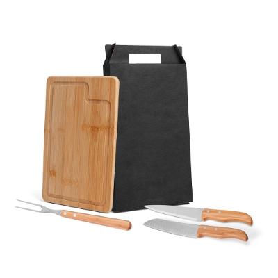 Conjunto Para Churrasco Em Bambu/Inox Dallas - 4 Pçs Welf