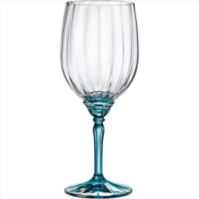 Jogo 6 Peças Taças Vinho Bormioli Rocco Florian Pé Azul Vidro 530 mililitros 22x9x9 cm