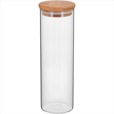 Pote com Tampa de Bambu Borossilicato 550ml 20x6x6cm
