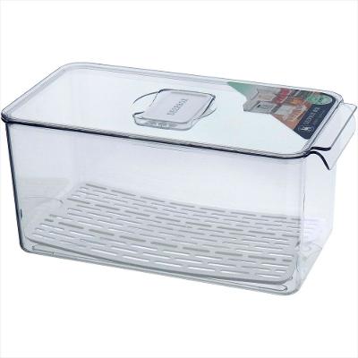 Caixa Organizadora para Geladeira com Tampa Acrílico 14x16x31cm Transparente