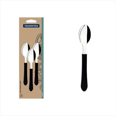 Conjunto Colher Cha Inox 3Pc Leme Preta