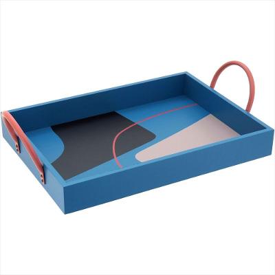Bandeja Retangular MDF 10x25x39cm Azul
