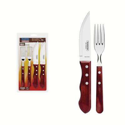 Jogo Churasco Inox 4 Peças Polywood Vermelho Tramontina