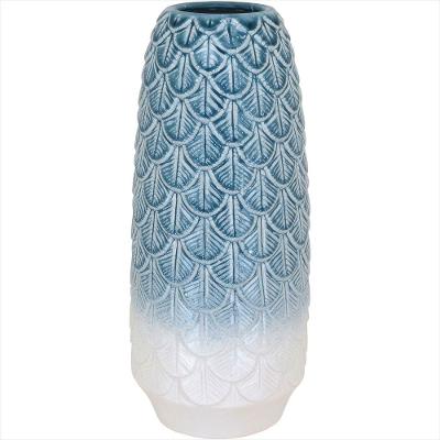 Vaso Cerâmica 37x16x16cm Azul