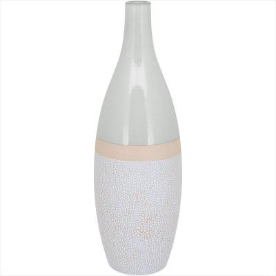Vaso Cerâmica 41x13x13cm Marfim
