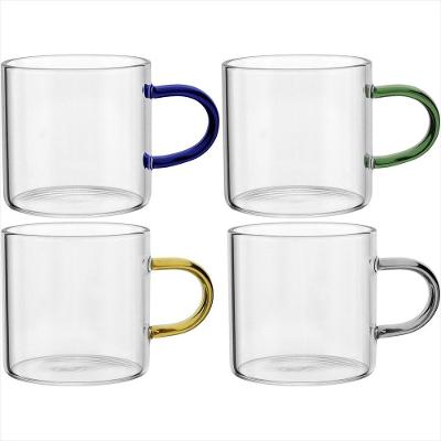 Jogo 4 Peças Xícara Alça Multicolor Borossilicato 100ml 5x5x5cm