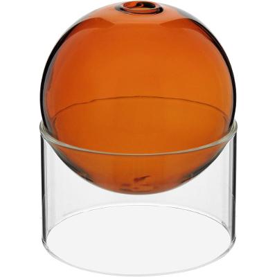 Vaso Esfera Suporte Vidro 10x10x10cm Âmbar