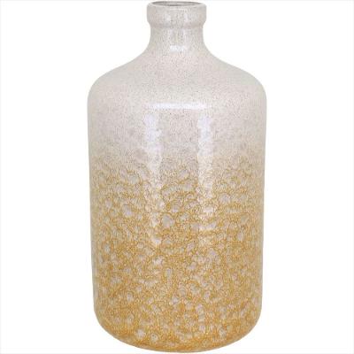 Vaso Cerâmica 36x19x19cm Amarelo