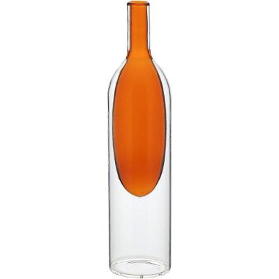 Vaso Garrafa Vidro 29x7x7cm Âmbar