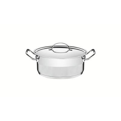 Caçarola Tramontina Professional Rasa Inox e Tampa Plana Detalhe Satinado 24cm 4,7L