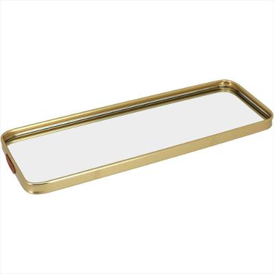 Bandeja Espelhado Metal 3x35x12cm Dourado -