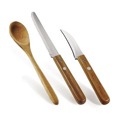Conjunto De Utensílios Inox/Bambu Special Line - 3 Pçs Welf
