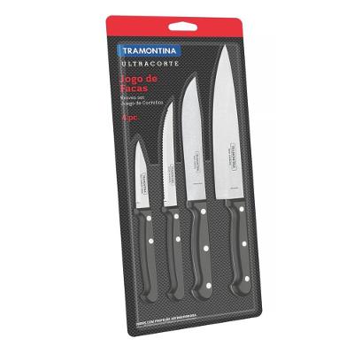 Conjunto com 4 facas pretas inox linha Ultracorte Tramontina