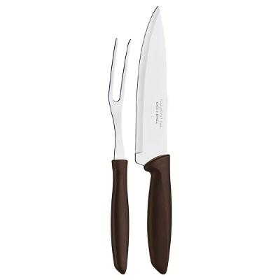 Jogo Facas Trinchante Inox 2 Peças Plenus Marrom Tramontina