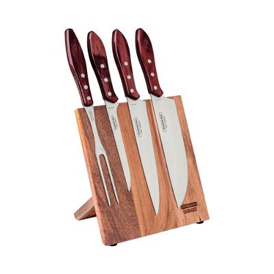 Kit Churrasco Tramontina Inox Polywood Vermelho com Suporte 5 Peças