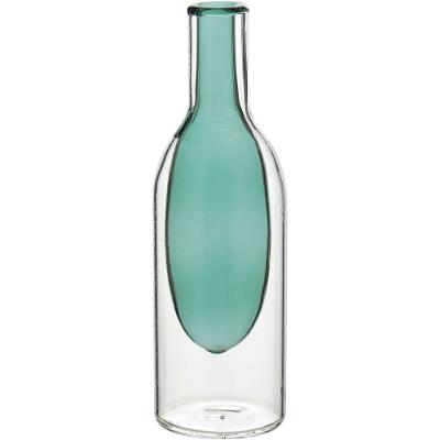 Vaso Garrafa Vidro 15x5x5cm Cinza