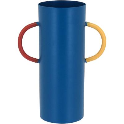 Vaso Metal 15x11x11cm Azul