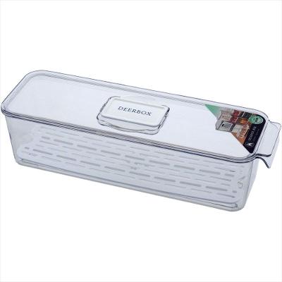 Caixa Organizadora para Geladeira com Tampa Acrílico 9x11x34cm Transparente
