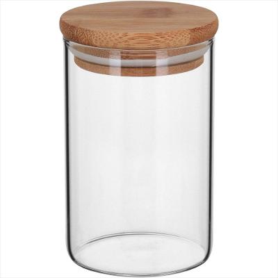 Pote com Tampa de Bambu Borossilicato 200ml 10x6x6cm