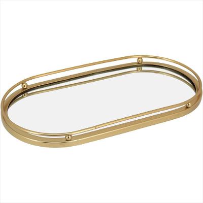 Bandeja Espelhado Metal 2x14x27cm Dourado