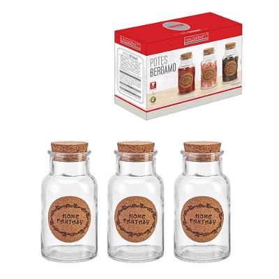 Pote Vidro Bergamo Hauskraft 280 ml 14 cm 3 Peças