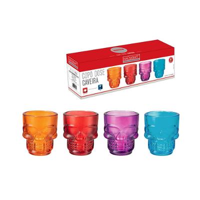 Copo Dose Caveira Vidro Colorido Hauskraft 50 ml 4 Peças