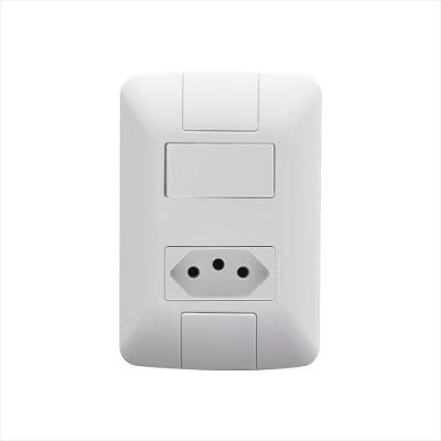 Conjunto 4x2 com 1 Interruptor Paralelo 6 A 250 V e 1 Tomada 2P+T 10 A 250 V Tramontina Aria Branco