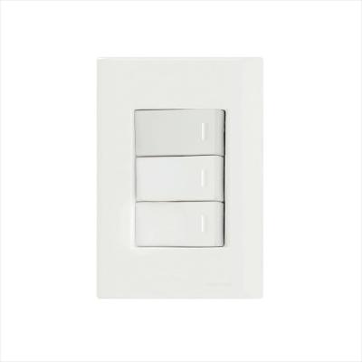 Conjunto 4x2 com 3 Interruptores Simples 10 A 250 V Tramontina Giz Branco