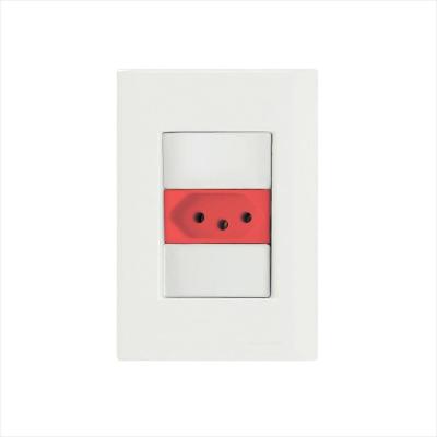 Conjunto 4x2 com 1 Tomada 2P+T 20 A 250 V Tramontina Giz Vermelho e Branco