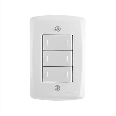 Conjunto 4x2 com 3 Interruptores Paralelos 10 A 250 V Tramontina Lux2 Branco