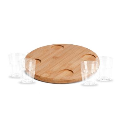 Conjunto Em Bambu Com 4 Copos Para Dose - 5 Pçs Welf