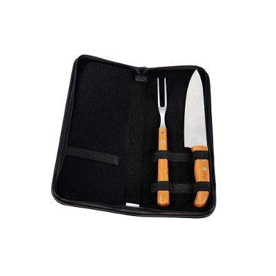 Conjunto Garfo E Faca Inox/Bambu Com Estojo Frankfurt - 3 Pçs Welf