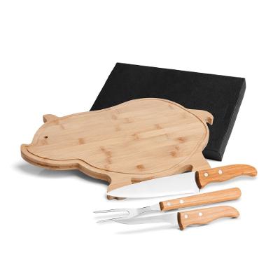 Conjunto Para Cozinha Em Bambu/Inox - 4 Pçs Welf