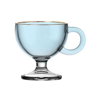 Jogo de Canecas Muse Azul com Borda Dourada 6 Peças