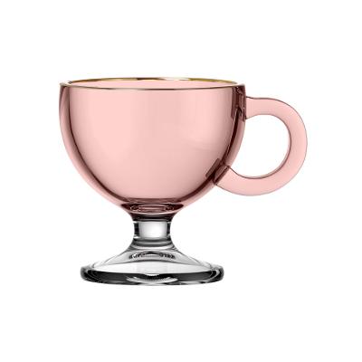Jogo de Canecas Muse Rosa com Borda Dourada 6 Peças
