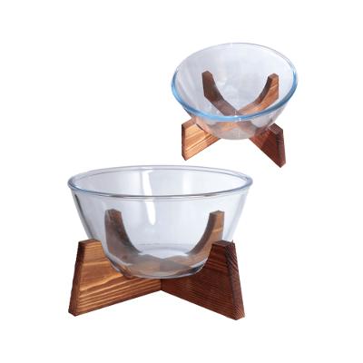 Bowl Redondo de Borossilicato com Suporte de Madeira Acácia 2,1 Litros