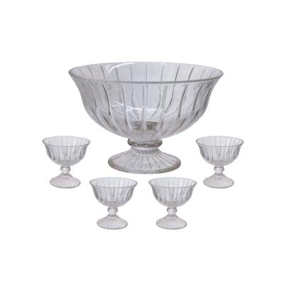 Centro de Mesa com Pé Vidro Melina 5 Peças