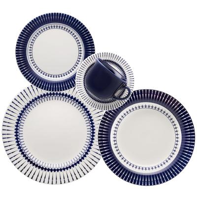 Aparelho de Jantar e Chá 40 Peças Biona Azul Donna Colb - Conjunto